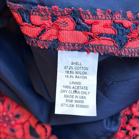 Shoshanna Sierra Red & Navy Lace Dres | Size 6 - Picture 7 of 8